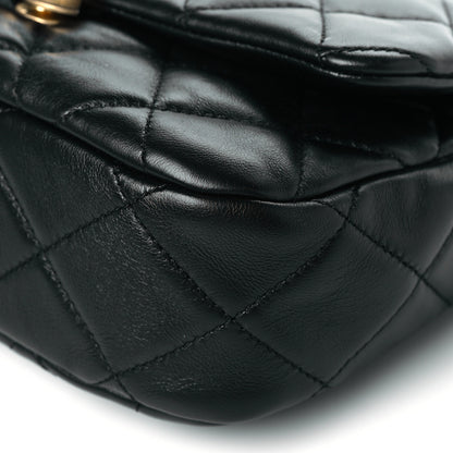 Chanel Lambskin Quilted Small Lacquered Chain Flap Black 10 of 11