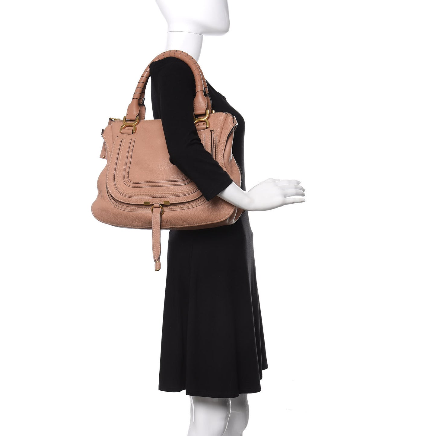 Calfskin Medium Marcie Satchel Nude