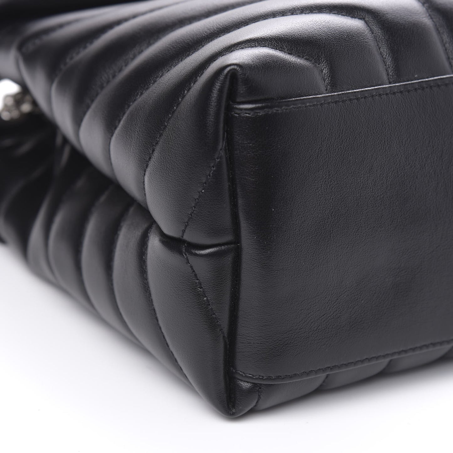 Calfskin Y Quilted Monogram Medium Loulou Chain Satchel Black