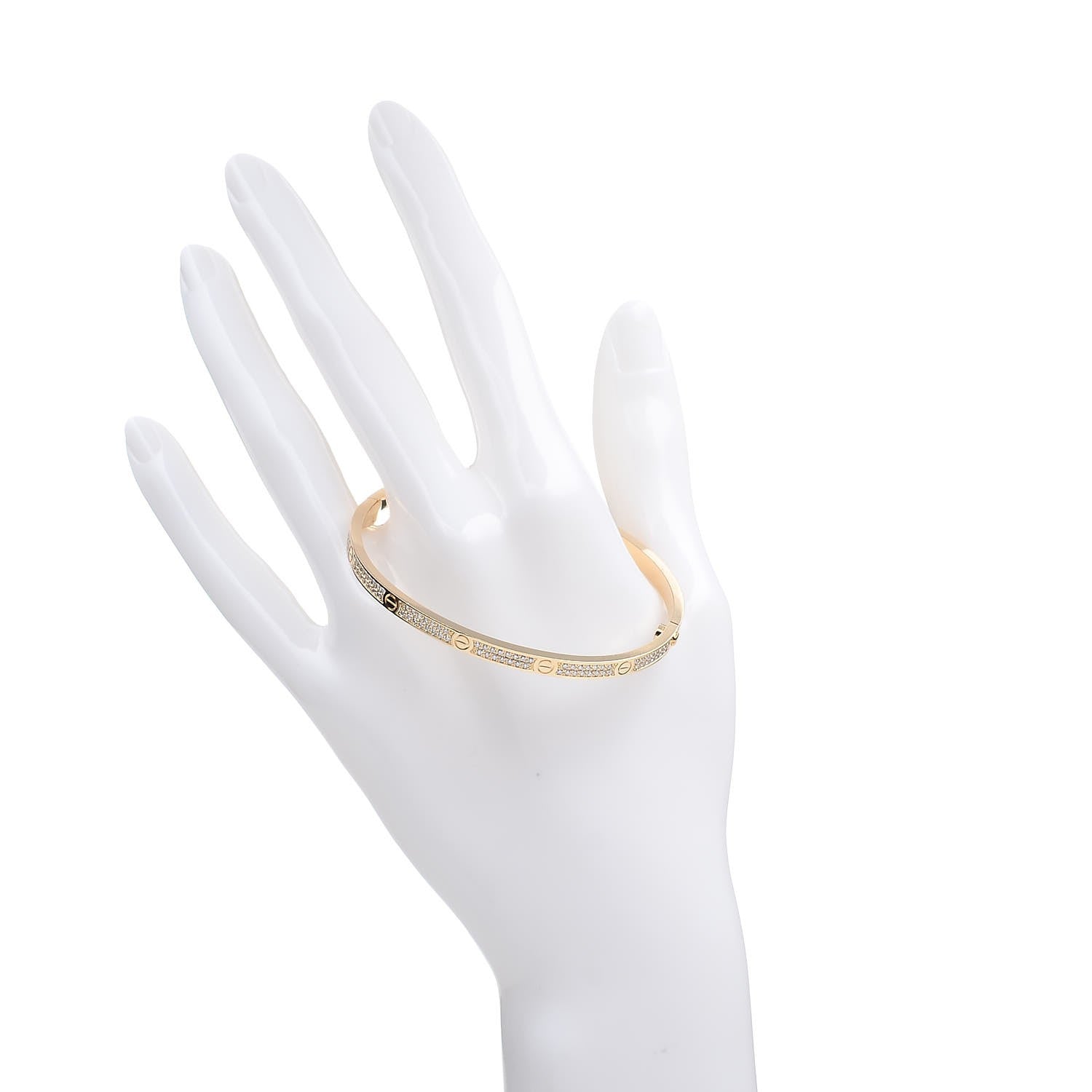 Cartier 18K Yellow Gold Diamond Small LOVE Paved Bracelet 17 2 of 5