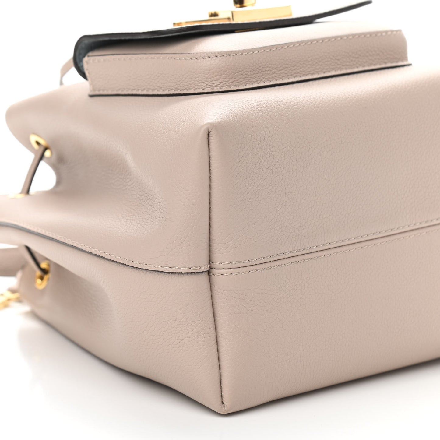 Grained Calfskin Lockme Bucket Greige