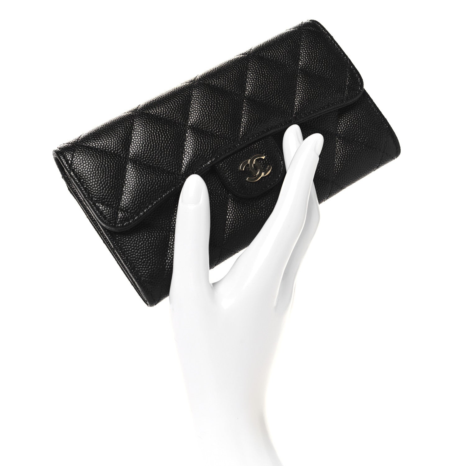 Chanel Caviar Quilted Large Gusset Flap Wallet Black 2 of 8