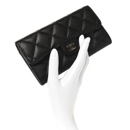 Chanel Caviar Quilted Large Gusset Flap Wallet Black 2 of 8