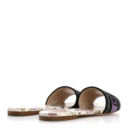 Christian Dior Canvas Embroidered 4 Saisons Dway Flat Slide Sandals 41 Lilac 5 of 9