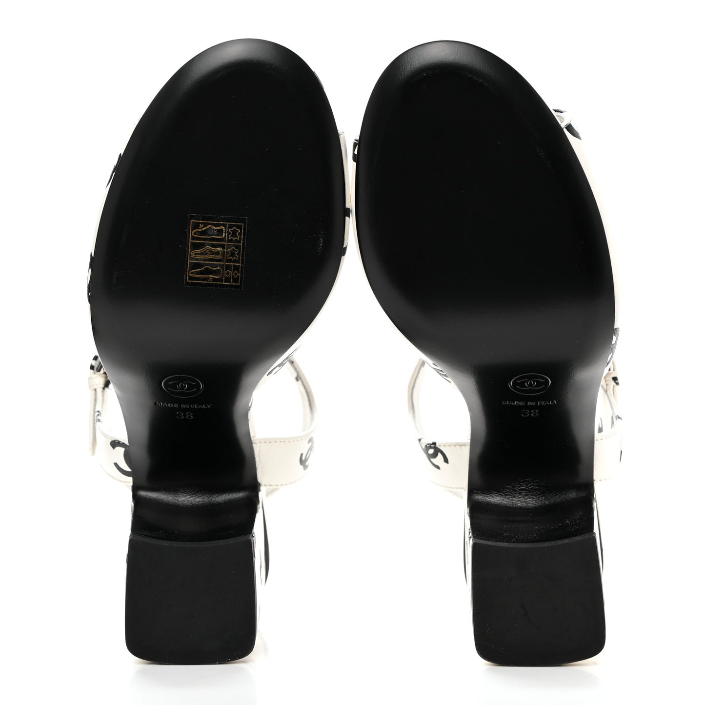 Printed Lambskin Coco Beach Sandals 38 White Black