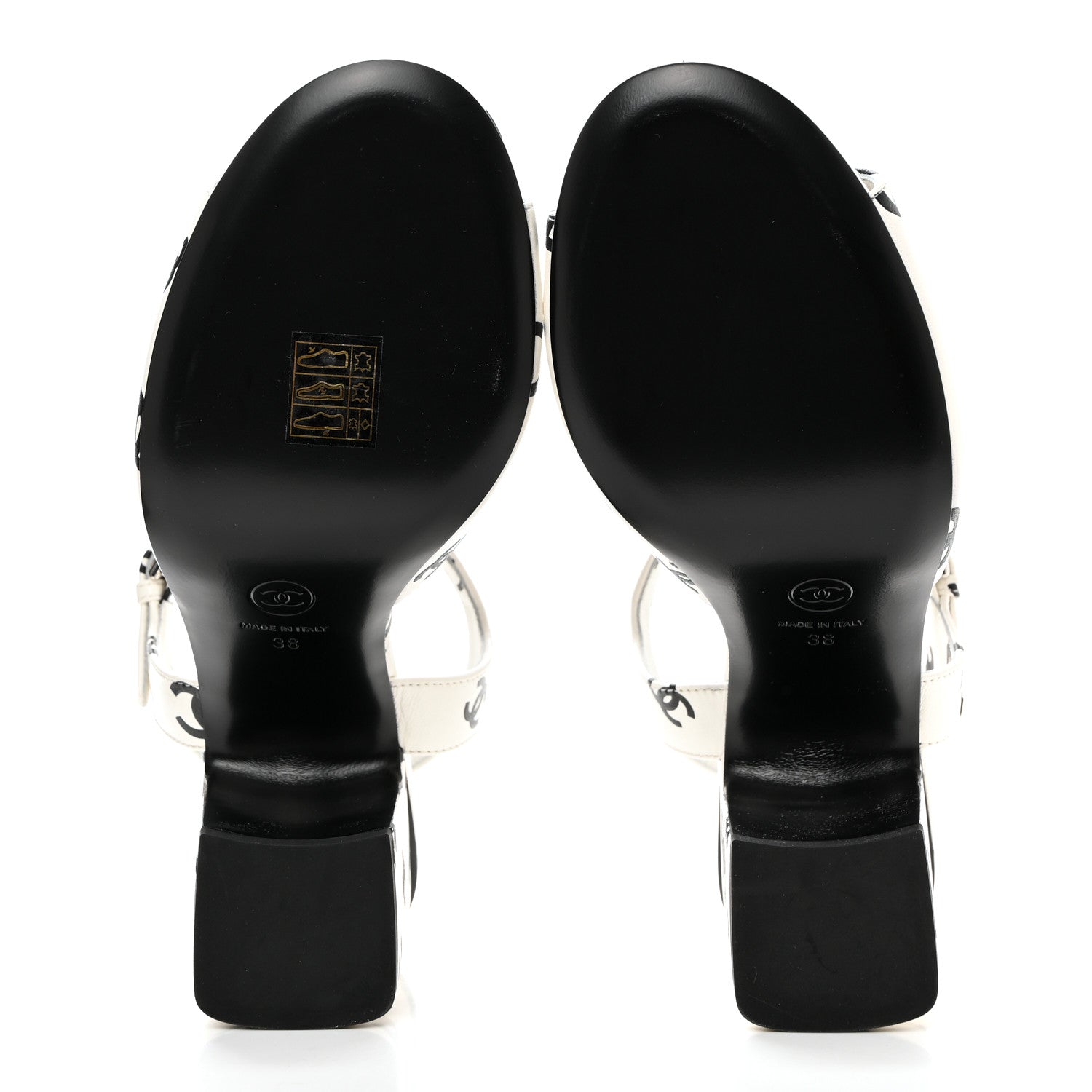 Chanel Printed Lambskin Coco Beach Sandals 38 White Black 5 of 8