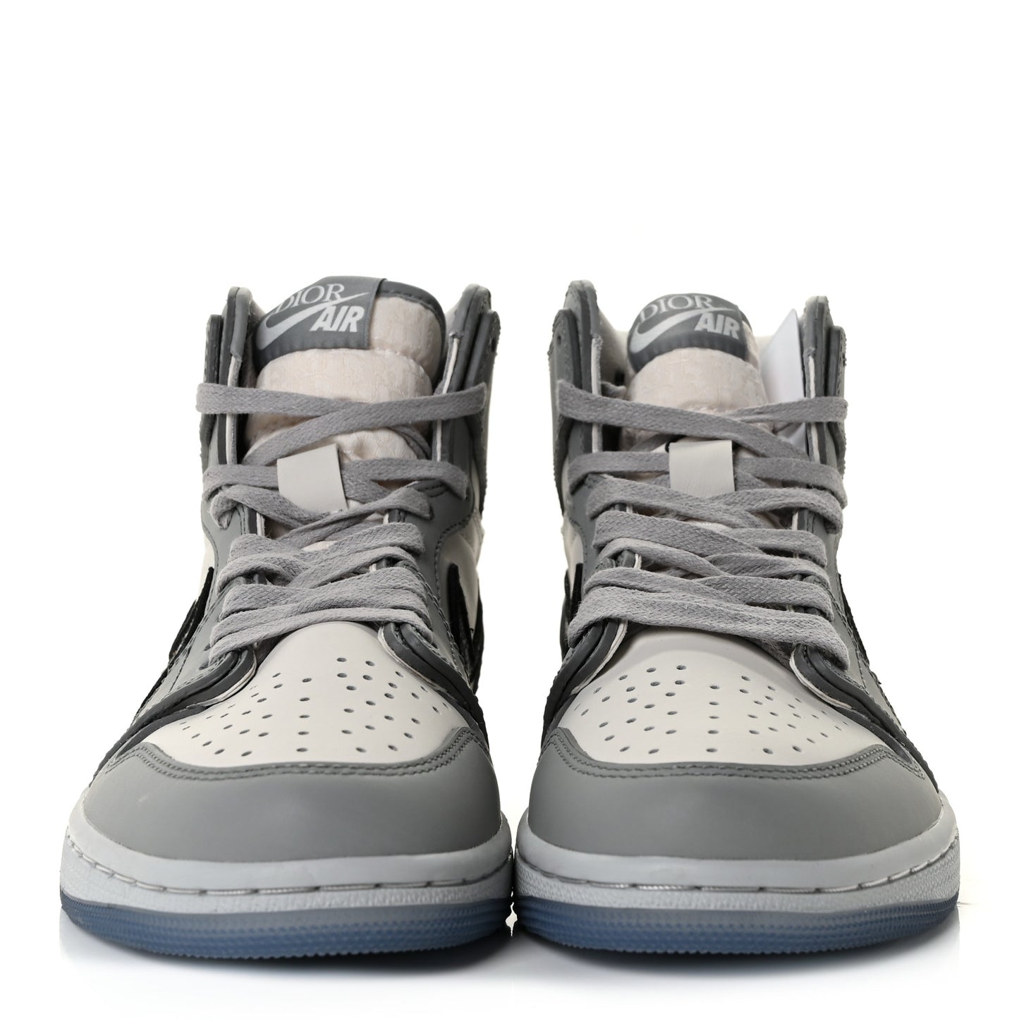 X NIKE AIR JORDAN Calfskin Mens Oblique High Sneakers 38.5 Beige White