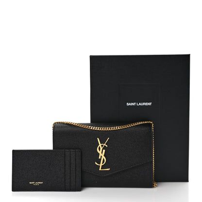 Saint Laurent Grain de Poudre Uptown Chain Wallet Black 9 of 9