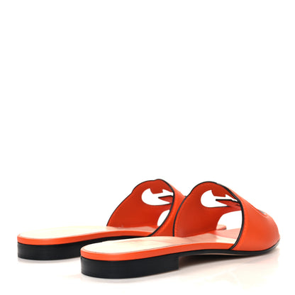 Gucci Cosmos Softy Calfskin Interlocking G Cut Out Slide Sandals 39.5 Deep Orange 5 of 9