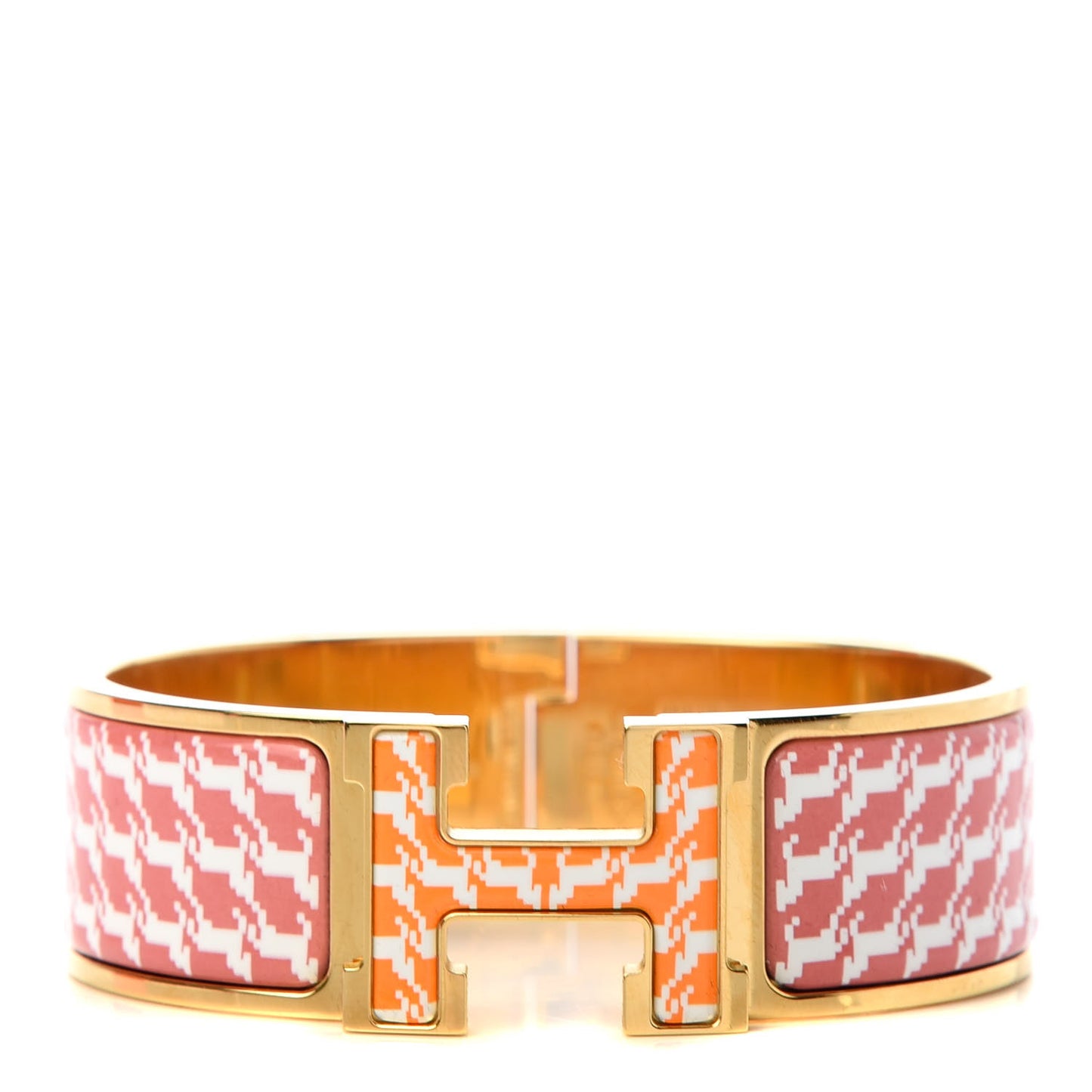 Enamel Cheval Pixel Wide Clic Clac H Bracelet GM Terre Orange