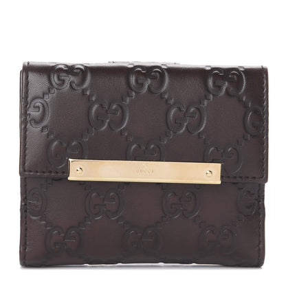Gucci Guccissima Metal Bar French Flap Wallet Dark Chocolate 1 of 5