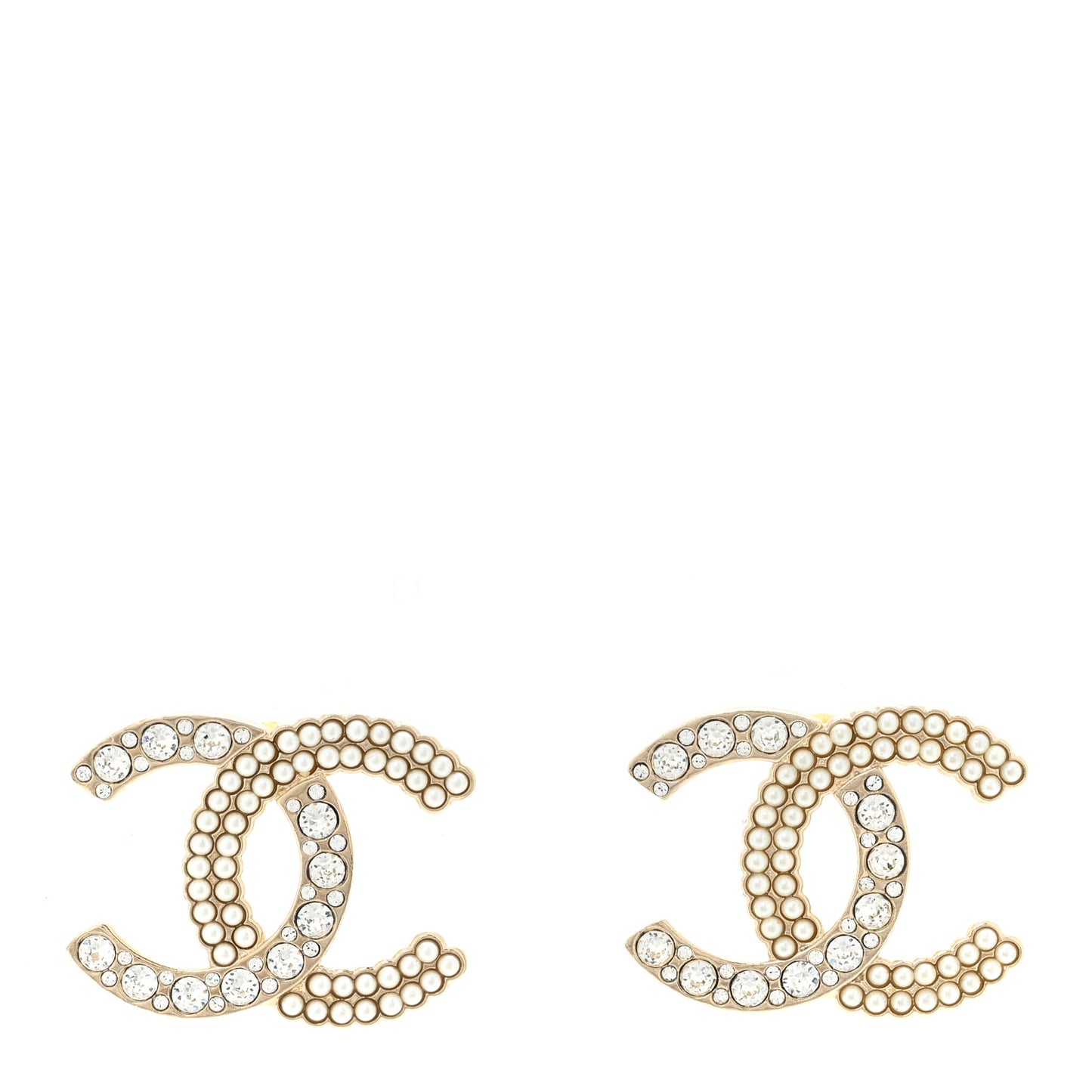 Crystal Pearl CC Large Earrings Gold