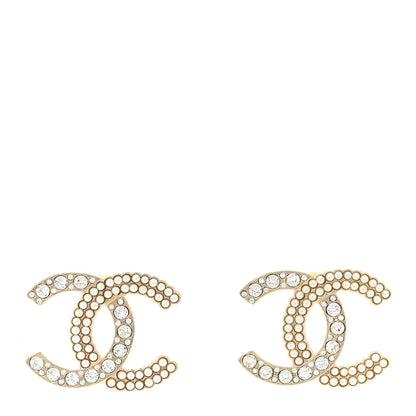 Chanel Crystal Pearl CC Large Earrings Gold 1 of 5