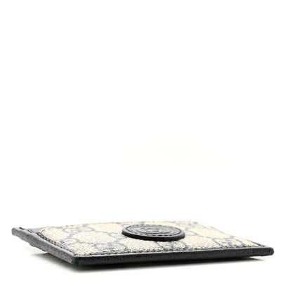 Gucci GG Supreme Monogram Textured Dollar Calfskin Retro Interlocking G Card Holder Beige Blue 4 of 7