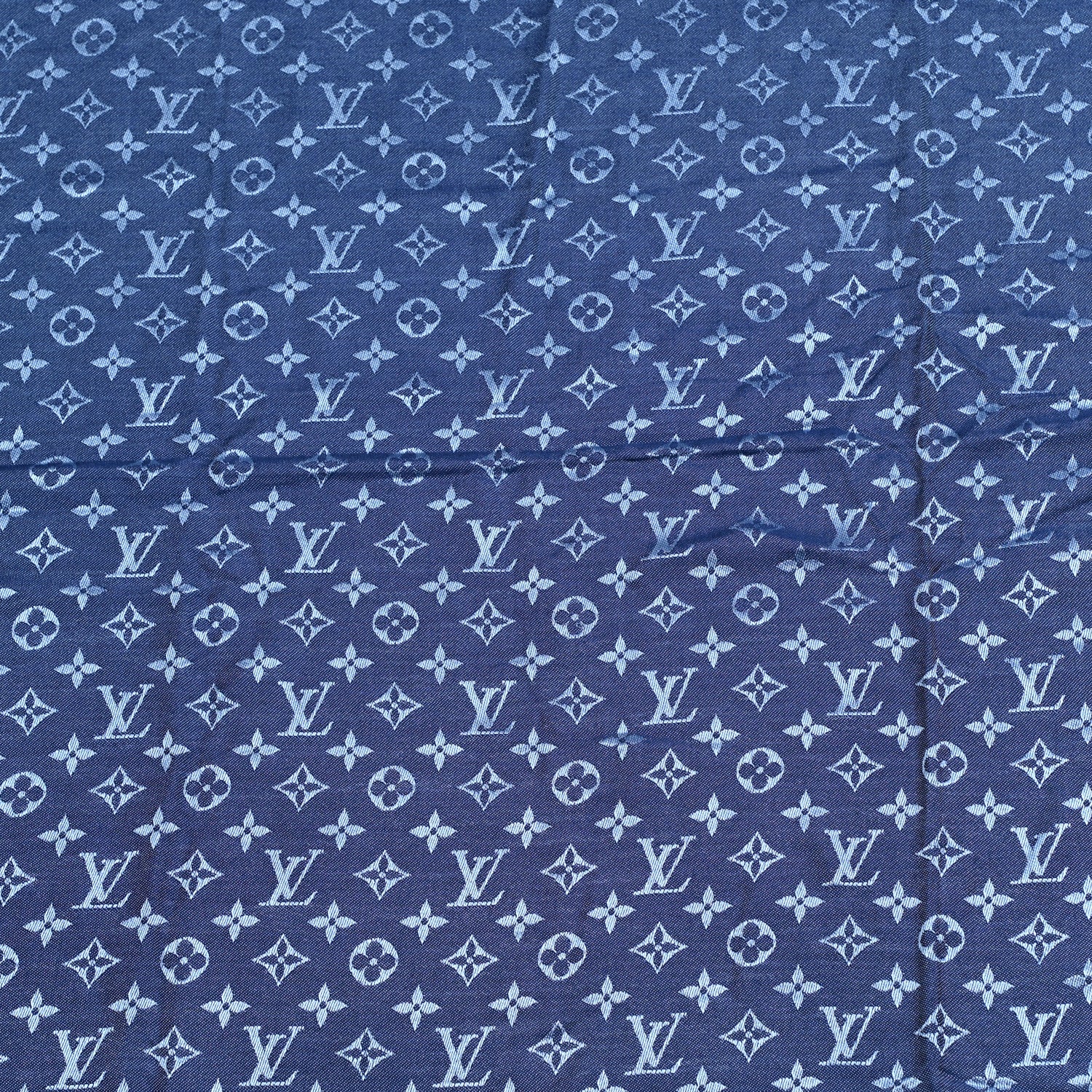 Louis Vuitton Silk Wool Monogram Denim Shawl Blue 3 of 5