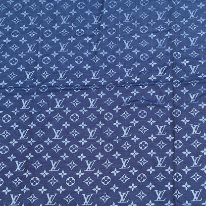 Louis Vuitton Silk Wool Monogram Denim Shawl Blue 3 of 5
