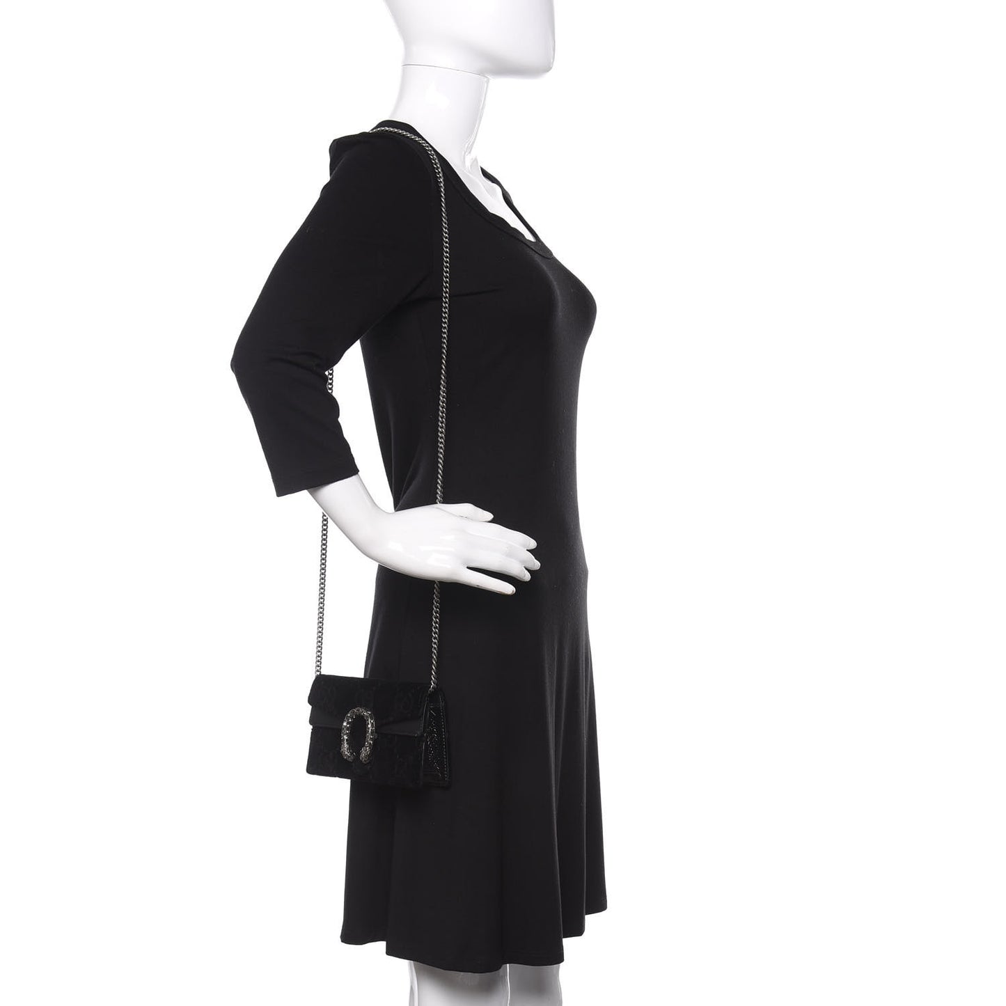 Velvet GG Monogram Super Mini Dionysus Shoulder Bag Black