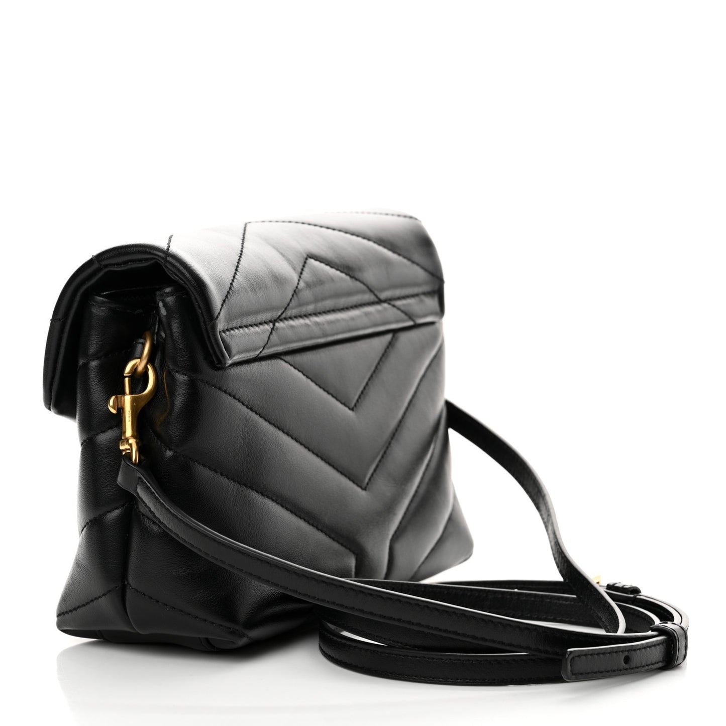 Calfskin Y Quilted Monogram Toy Loulou Crossbody Bag Black