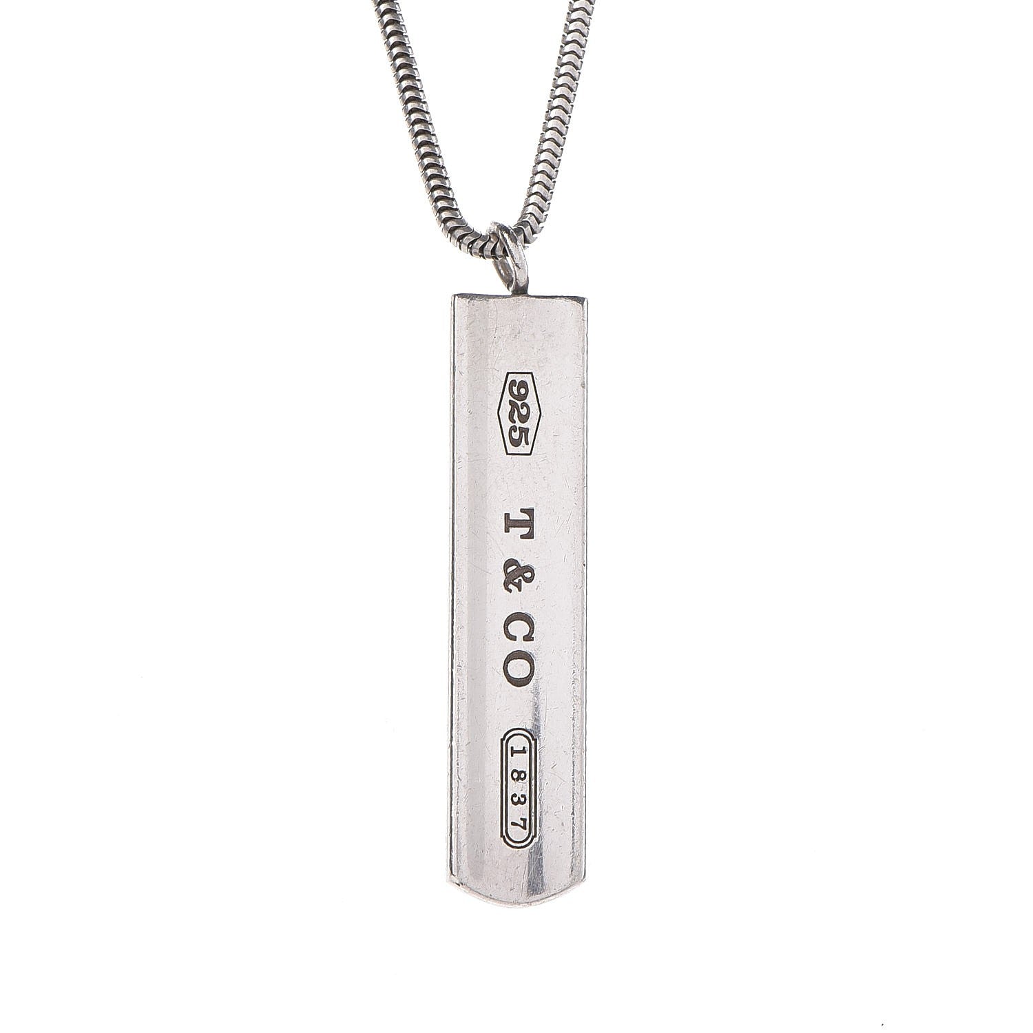 Tiffany Sterling Silver 1837 Bar Pendant Necklace 4 of 7