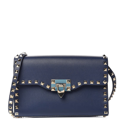 Valentino Garavani Vitello Medium Rockstud Flip Lock Crossbody Bag Pure Blue 1 of 8