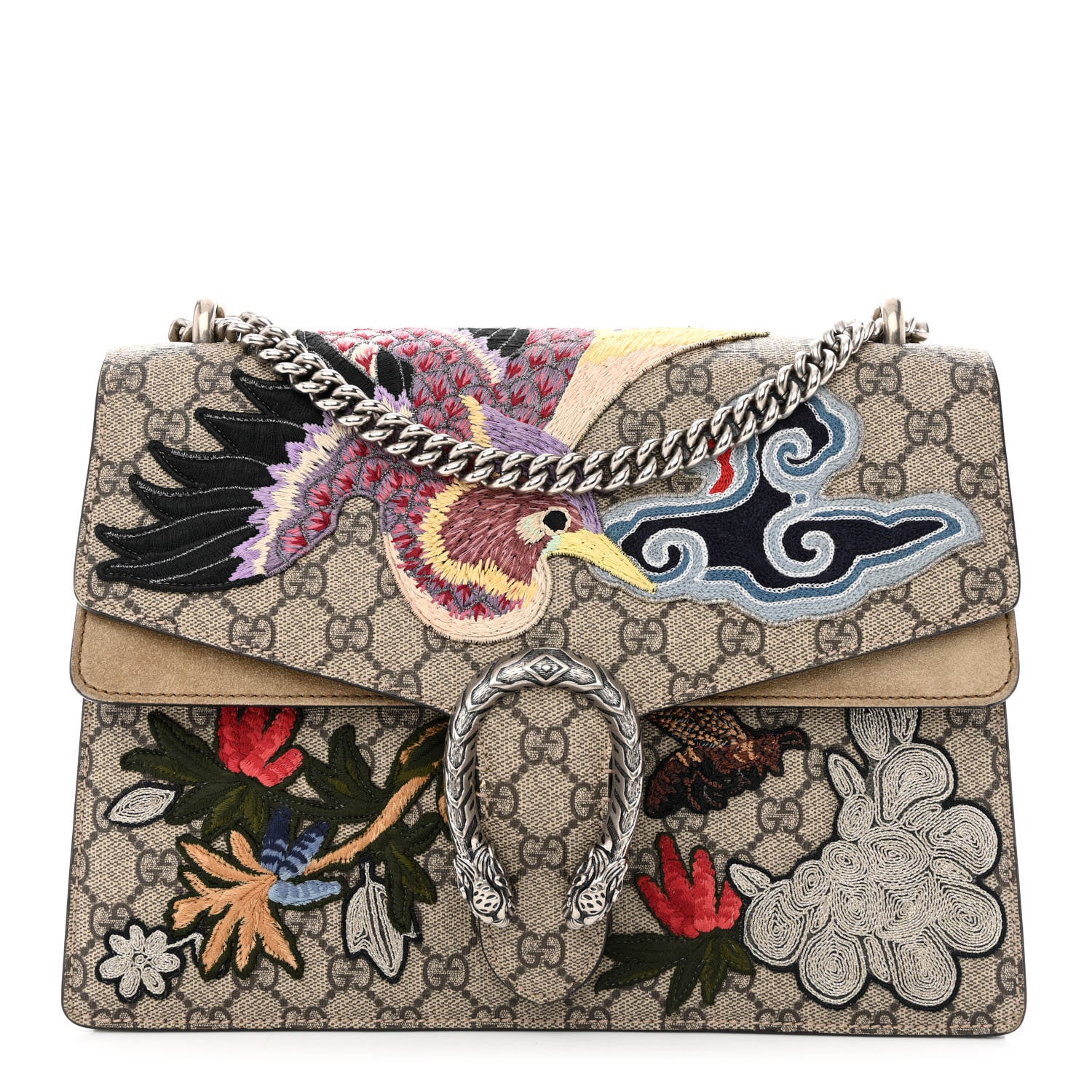 Gucci GG Supreme Monogram Embroidered Medium Dionysus Shoulder Bag Taupe 1 of 10