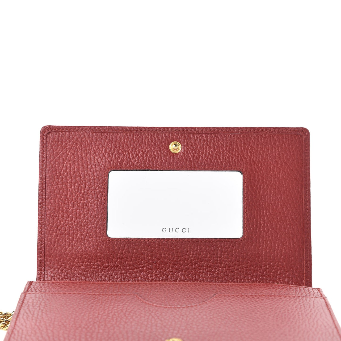 Dollar Calfskin Mini GG Marmont Chain Wallet Hibiscus Red