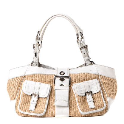 Prada Paglia Vitello Daino Satchel Naturale White 1 of 5