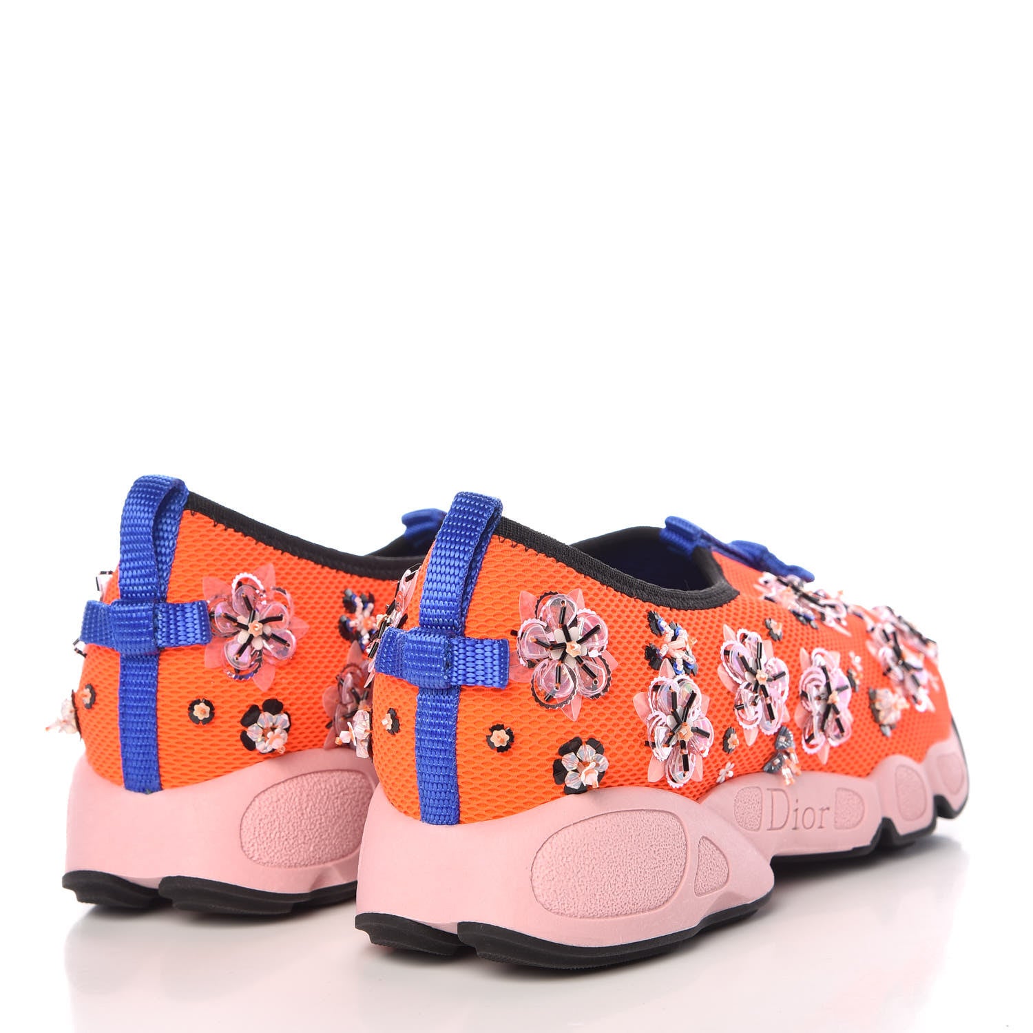 Christian Dior Technical Canvas Embellished Dior Fusion Sneakers 37 Orange Fluo 4 of 9