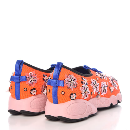 Christian Dior Technical Canvas Embellished Dior Fusion Sneakers 37 Orange Fluo 4 of 9
