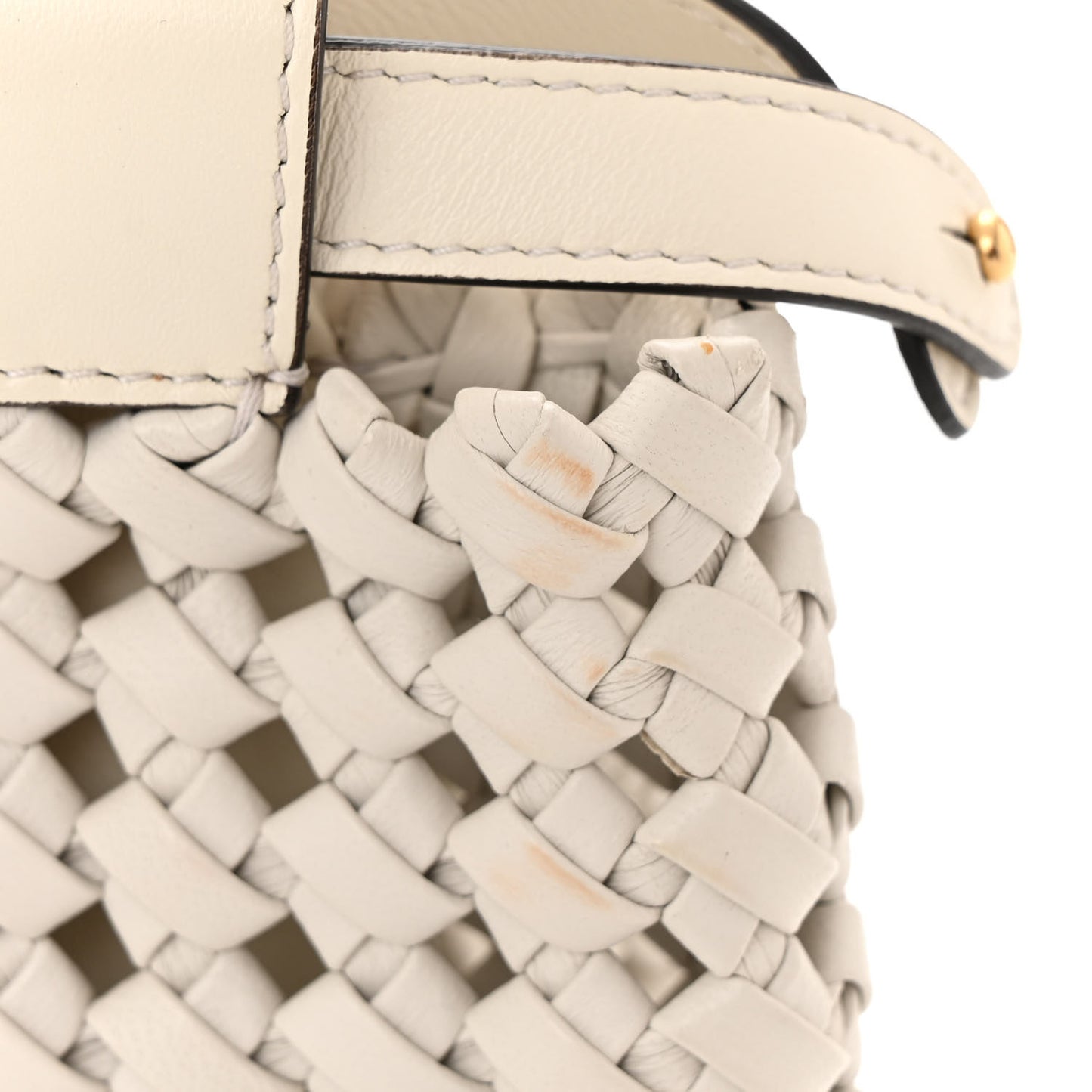 Nappa Intreccio Stacked Bar Mini Peekaboo Iconic Satchel White