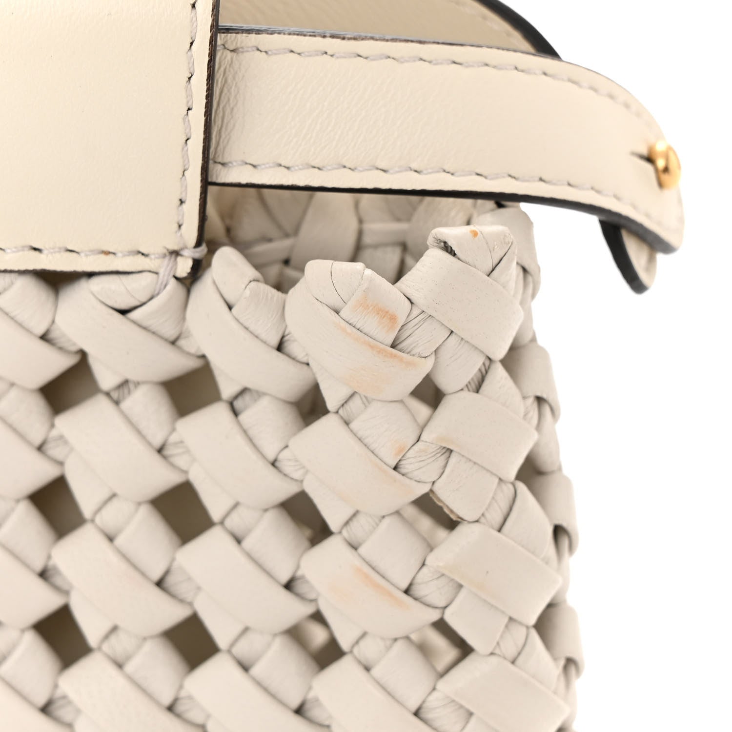 Fendi Nappa Intreccio Stacked Bar Mini Peekaboo Iconic Satchel White 11 of 11