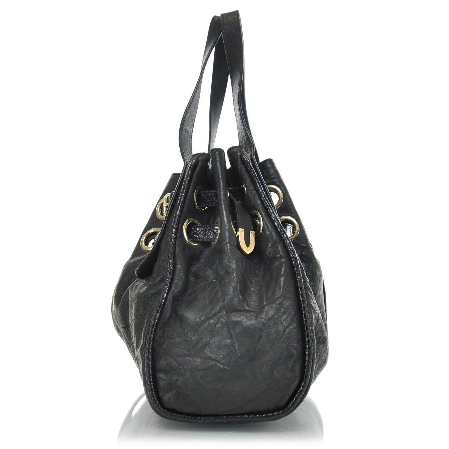 Biker Leather Elaphe Snakeskin Trim Ramona Black