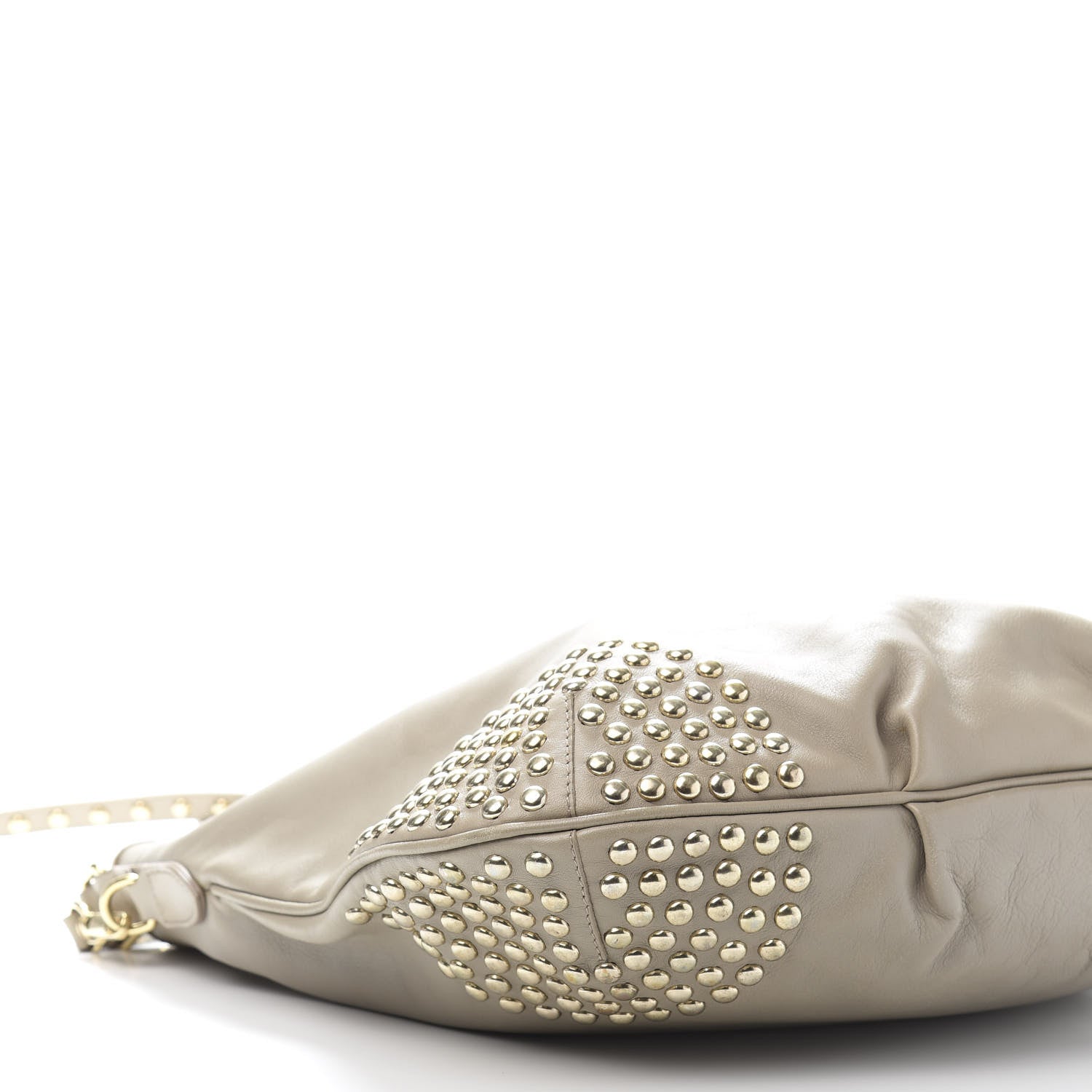 Burberry Calfskin Studded Hobo Beige 9 of 13