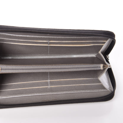 Chanel Lambskin Camellia Embossed Large Zip Around Gusset Wallet Black 5 of 14