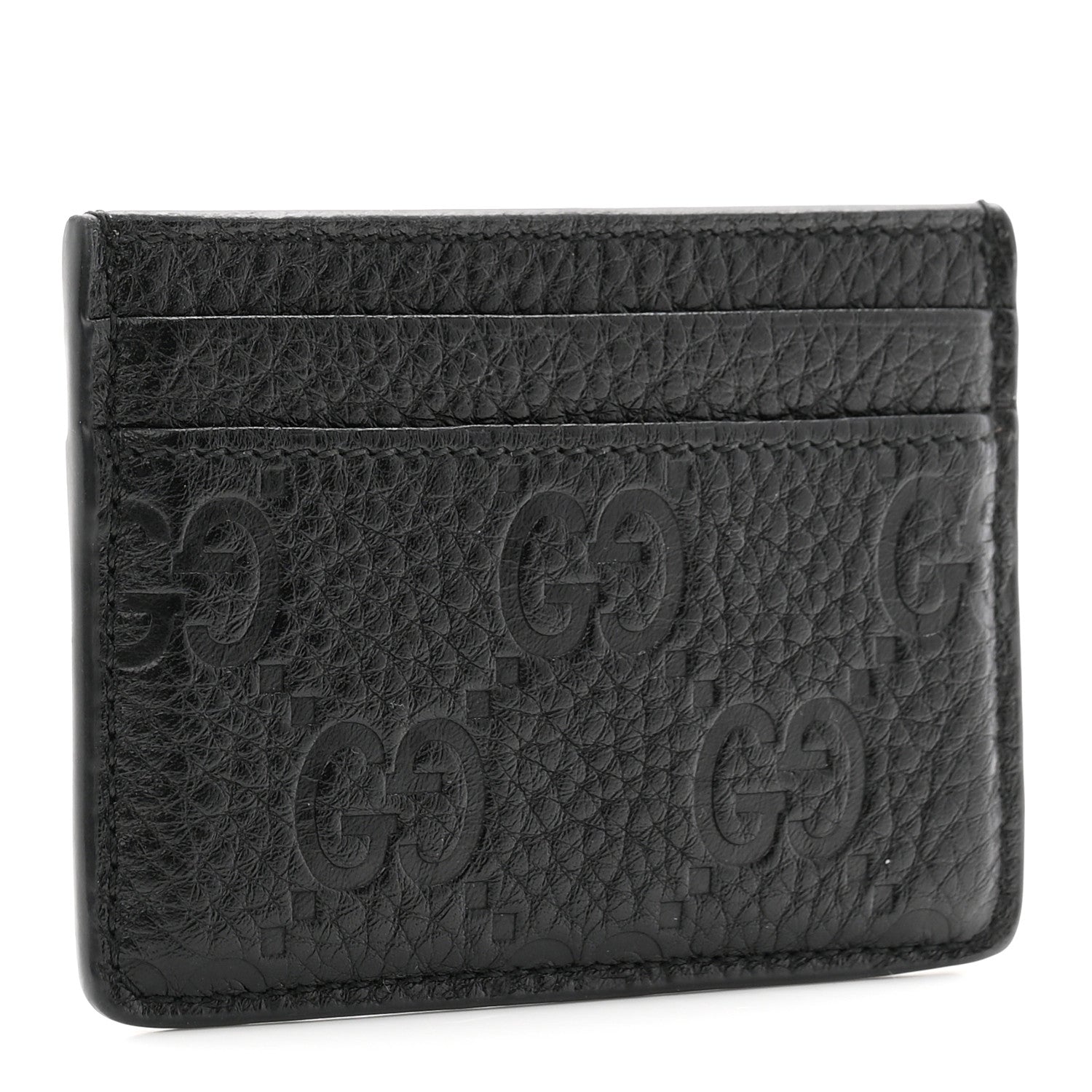 Gucci GG Grainy Calfskin Emblem Card Case Black 3 of 7