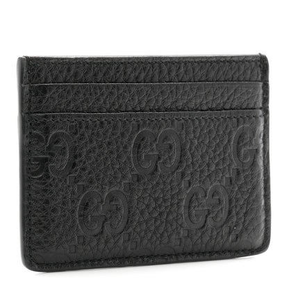 Gucci GG Grainy Calfskin Emblem Card Case Black 3 of 7