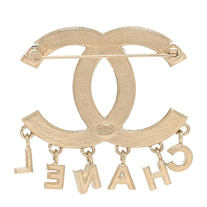 Chanel Crystal Pearl Signature Drop Brooch Gold 3 of 4
