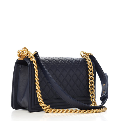 Chanel Caviar Quilted Medium Boy Flap Dark Blue 2 of 10