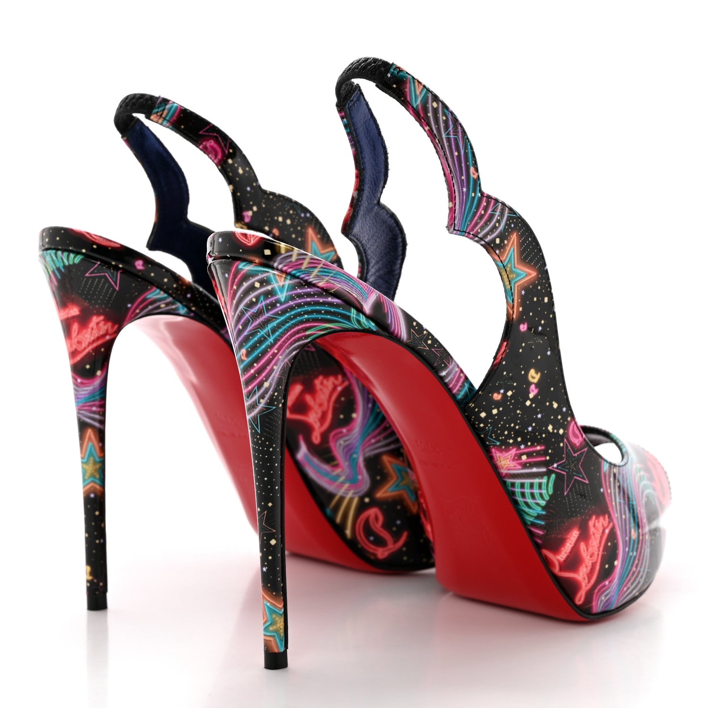 Patent Starlight Hot Chick Slingback Alta 120 Pumps 37.5 Multicolor