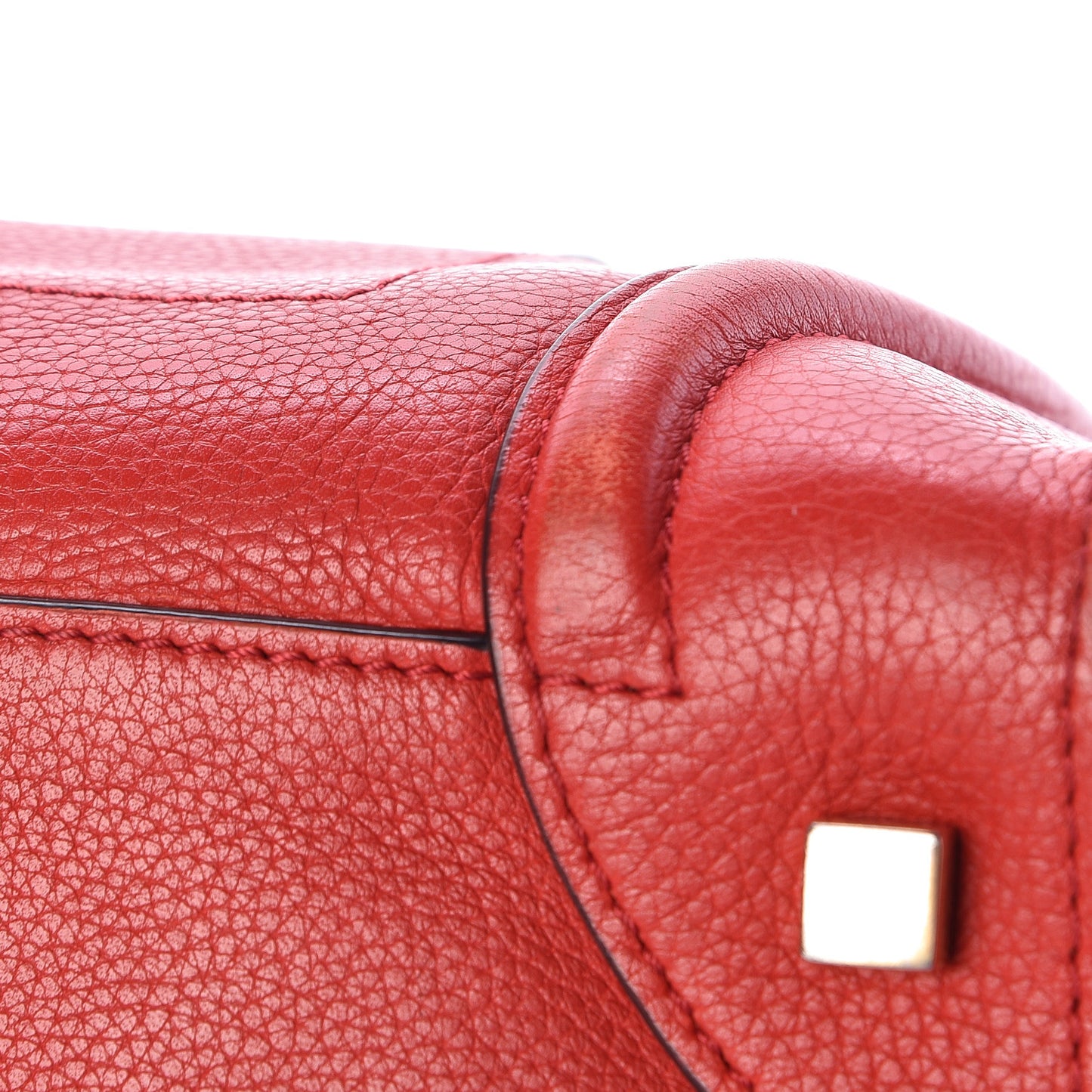 Drummed Calfskin Mini Luggage Coquelicot