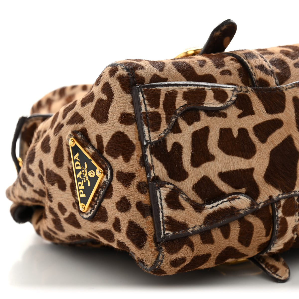 Calf Hair Cavallino Giraffe Print Easy Foldover Pushlock Satchel Sabbia Moro