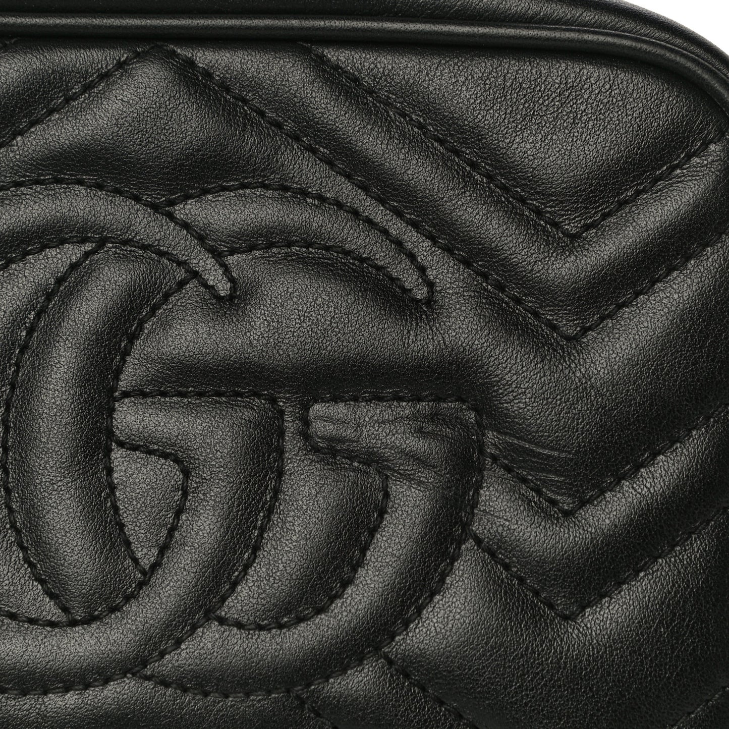 Calfskin Matelasse Mini GG Marmont Chain Shoulder Bag Black