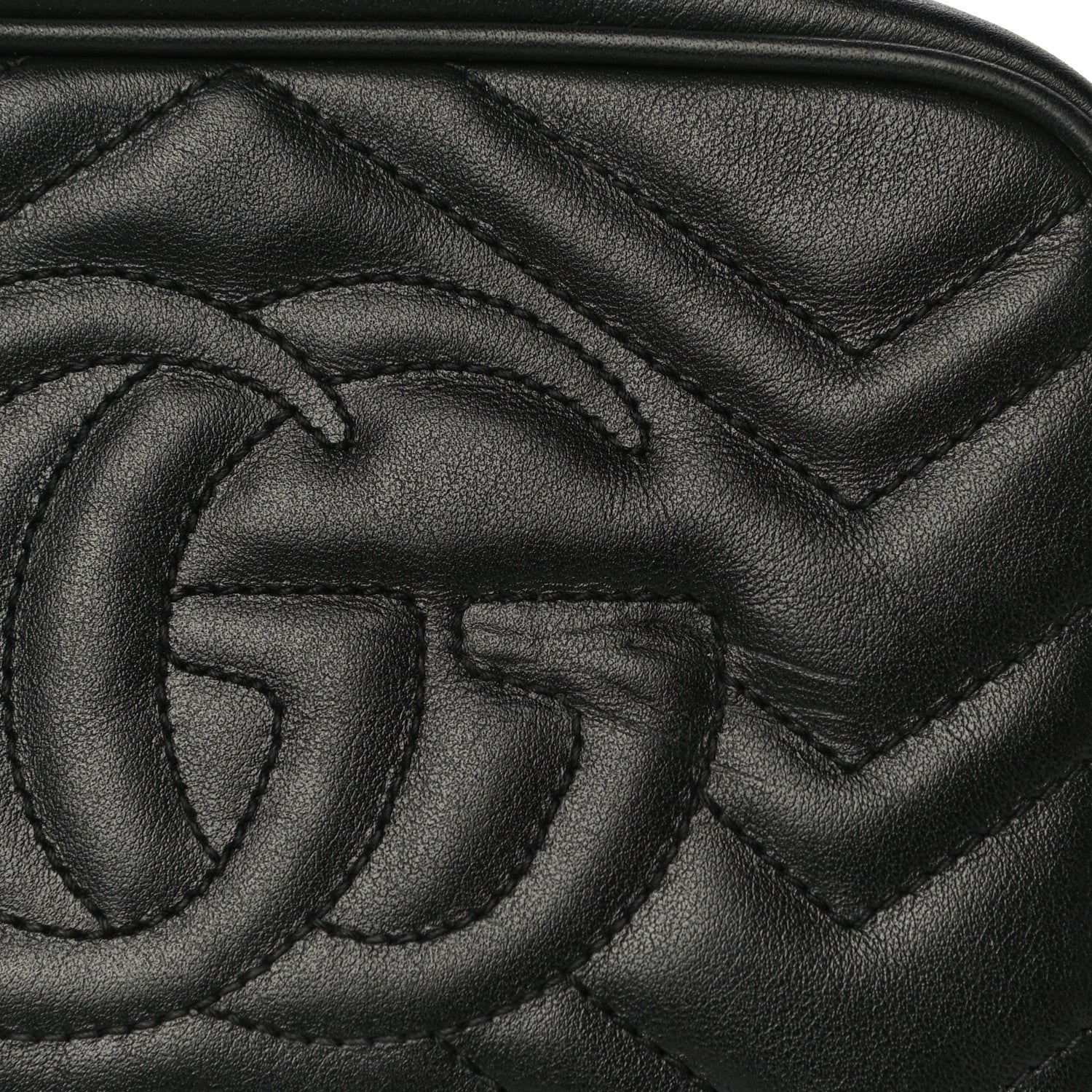 Gucci Calfskin Matelasse Mini GG Marmont Chain Shoulder Bag Black 14 of 15