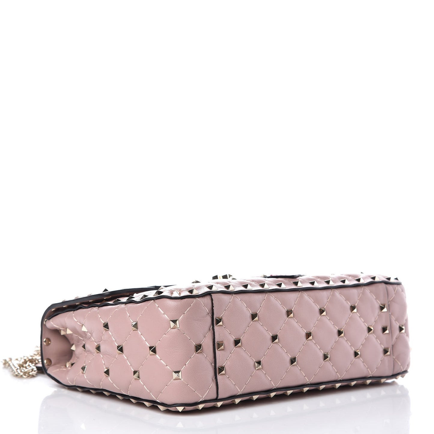 Nappa Quilted Heart Medium Rockstud Spike Shoulder Bag Poudre