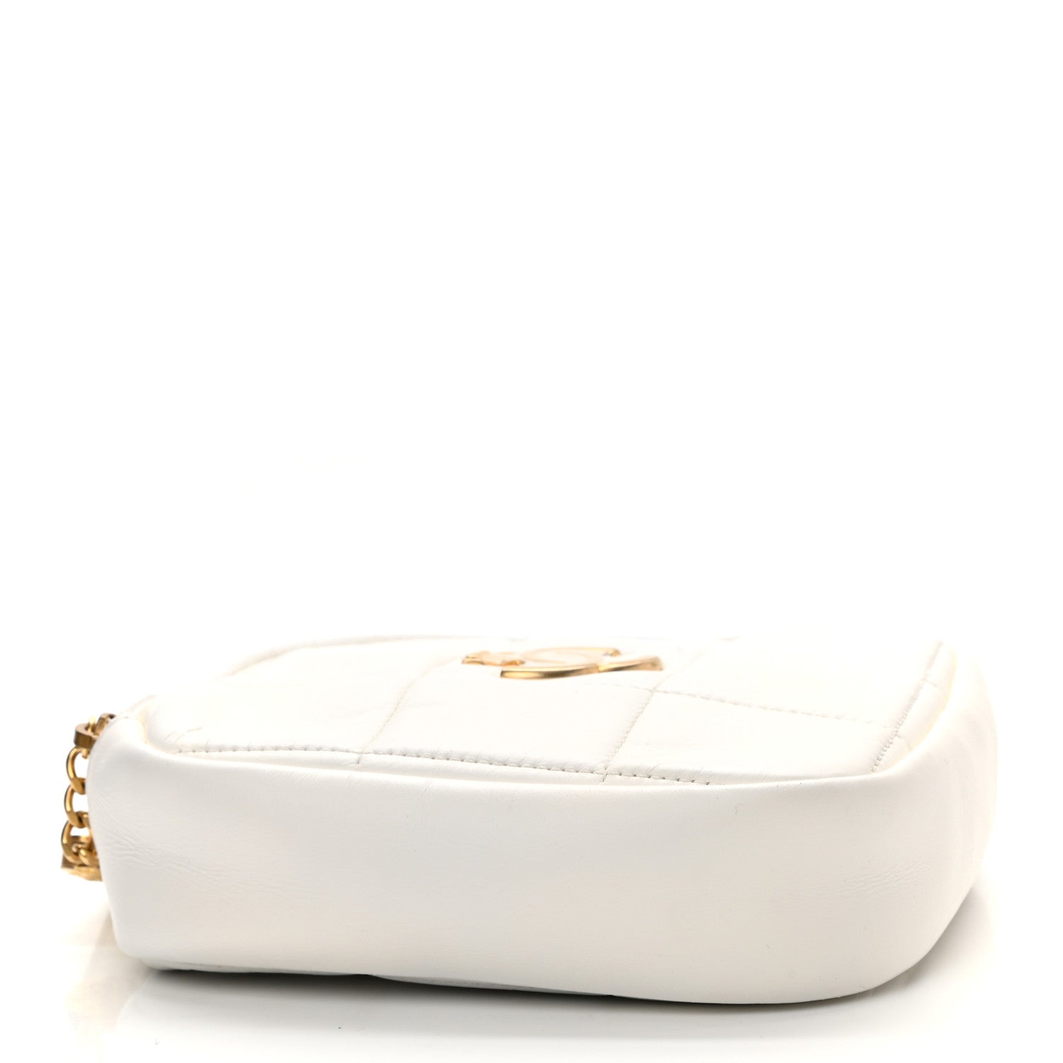 Chanel Lambskin Quilted Diamond Clutch With Chain White 4 of 12