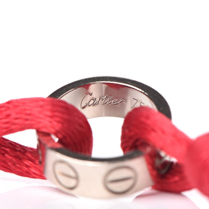 Cartier 18K White Gold Charity LOVE Adjustable Cord Bracelet Red 4 of 6