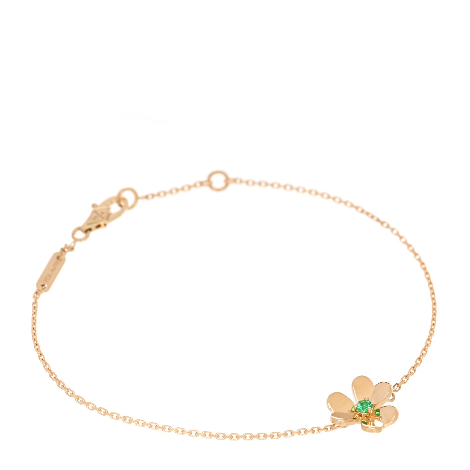 Van Cleef & Arpels 18K Yellow Gold Emerald Mini Frivole Bracelet 1 of 5