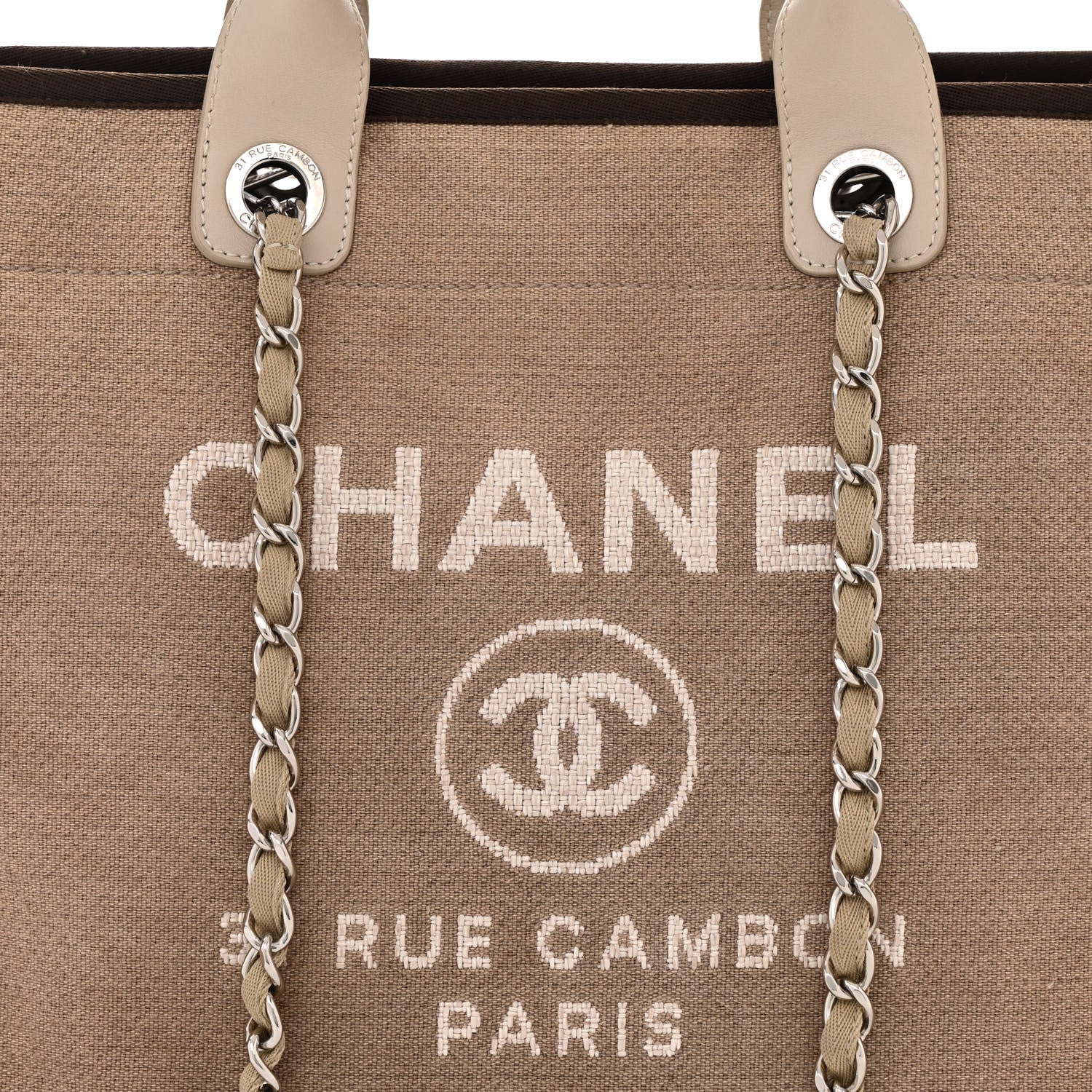 Chanel Canvas Medium Deauville Tote Beige Brown 8 of 10