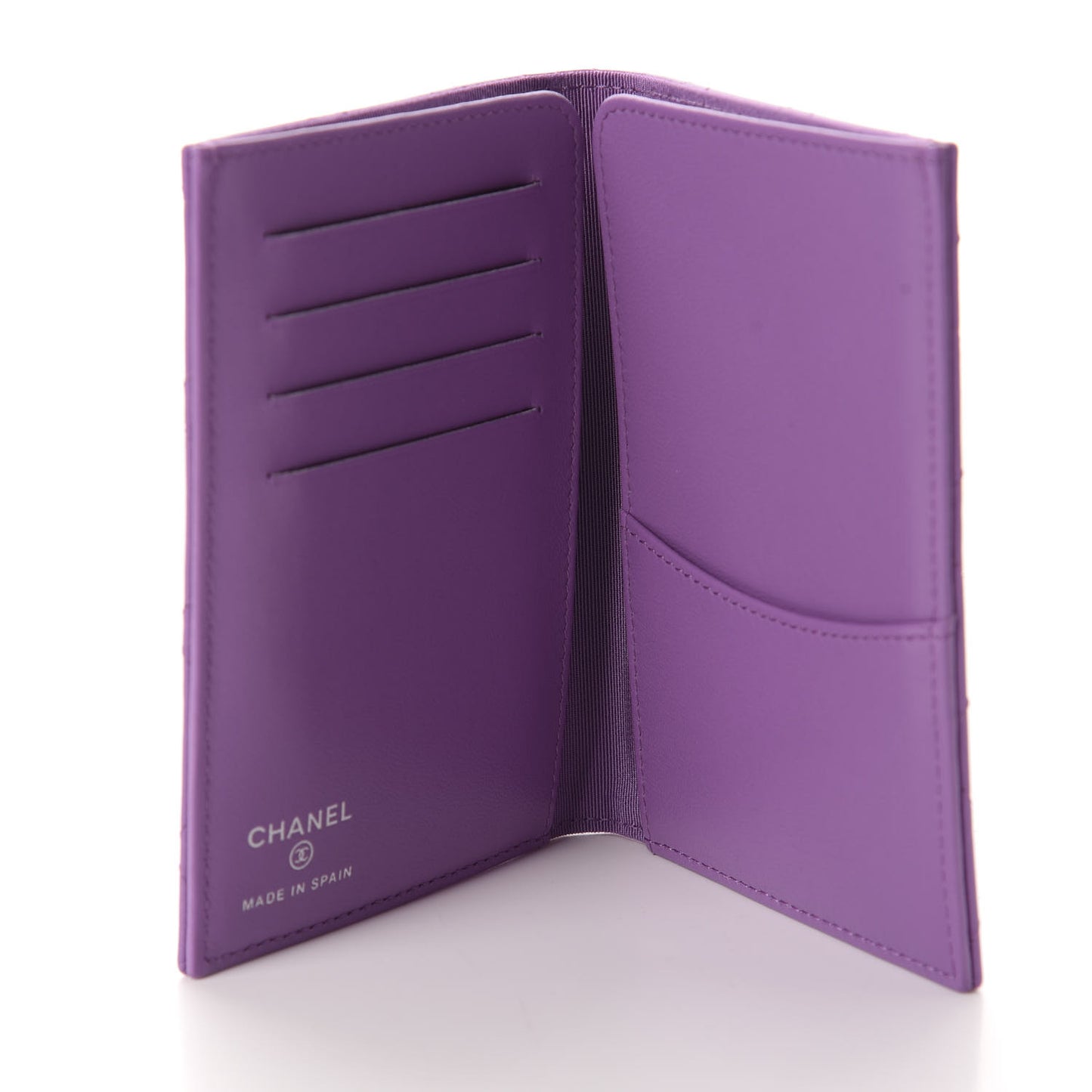 Lambskin Quilted Passport Holder Purple