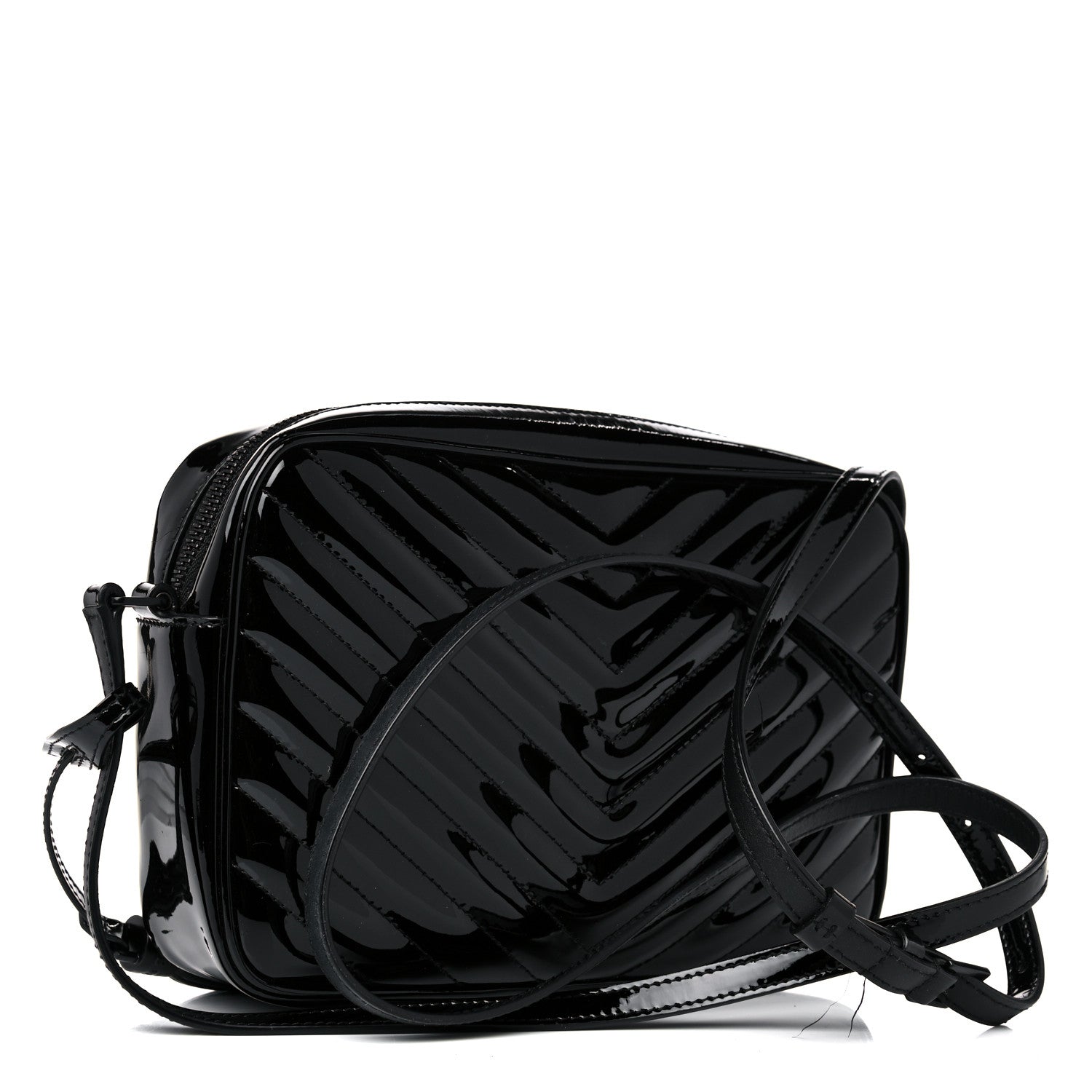 Saint Laurent Patent Calfskin Matelasse Monogram Lou Camera Bag Black 4 of 11
